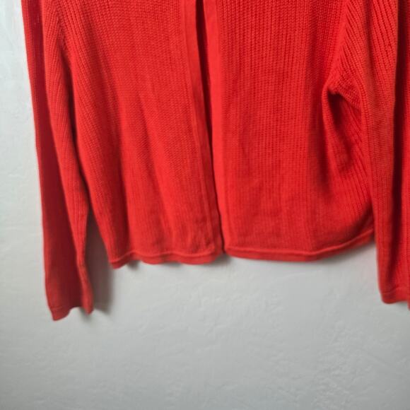 Talbots Red Open Knit Open Front Cardigan Pointelle Texture Office Classic L - Picture 9 of 11